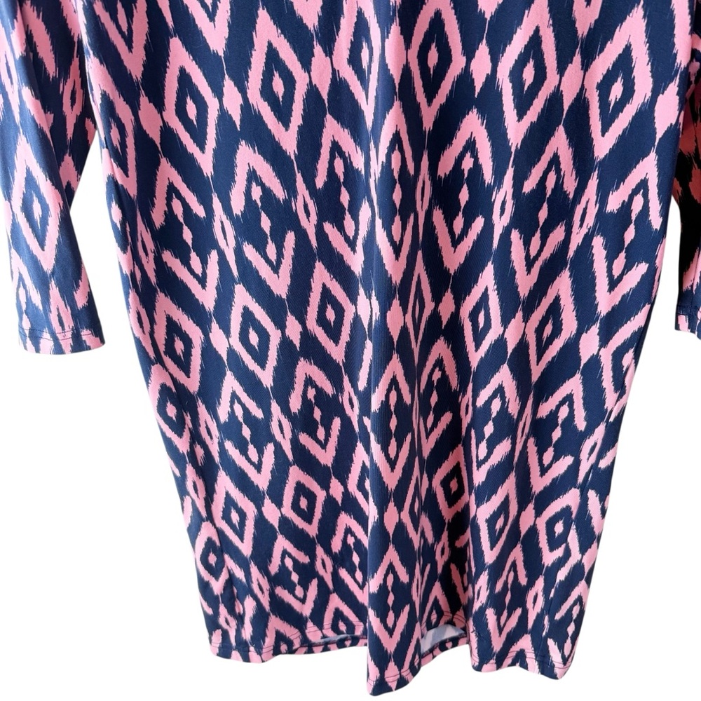 Southern‎ Tide Ikat Print Stretchy Shift Resort Preppy Pink Navy Dress Small - Picture 4 of 10